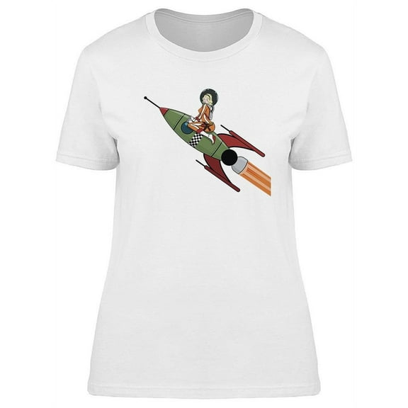Girl On The Space Rocket T-Shirt Women -Image by Shutterstock, Female Small