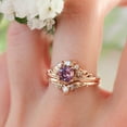 2024 Jewelry Rose Gold Pink Engagement Ring Delicate Design 2PCS Set