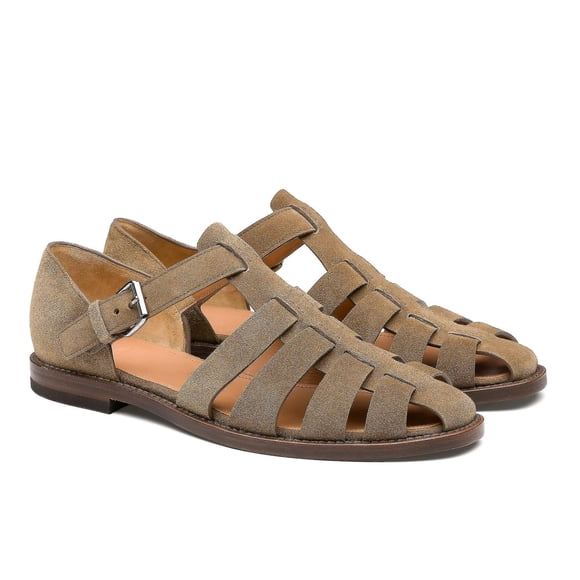 Men's Handmade Italian Leather Closed Toe Outdoor Sports Sandals