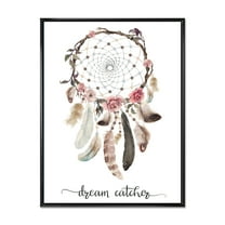 Designart 'Dream Catcher Made With Ethnic Feathers' Bohemian & Eclectic Framed Canvas Wall Art Print