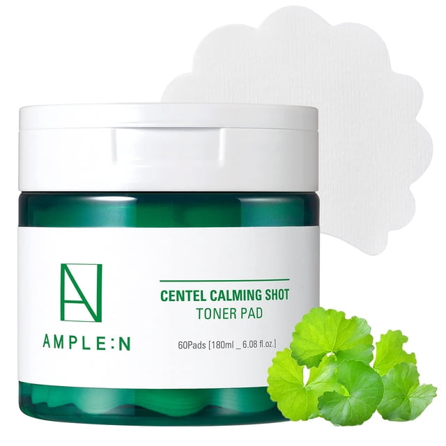 Almohadillas tónicas calmantes que minimizan los poros y alivian el enrojecimiento Exfoliante facial con extracto de Centella Asiática y extracto de bambú - AMPLE:N Almohadilla tónica calmante Centel