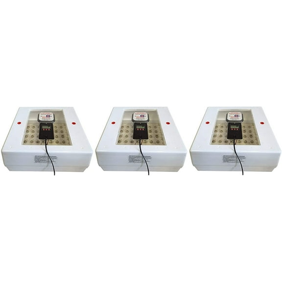 Farm Innovators Model 4250 Digital Circulated Air Incubator with Automatic Egg Turner,White Three Pack