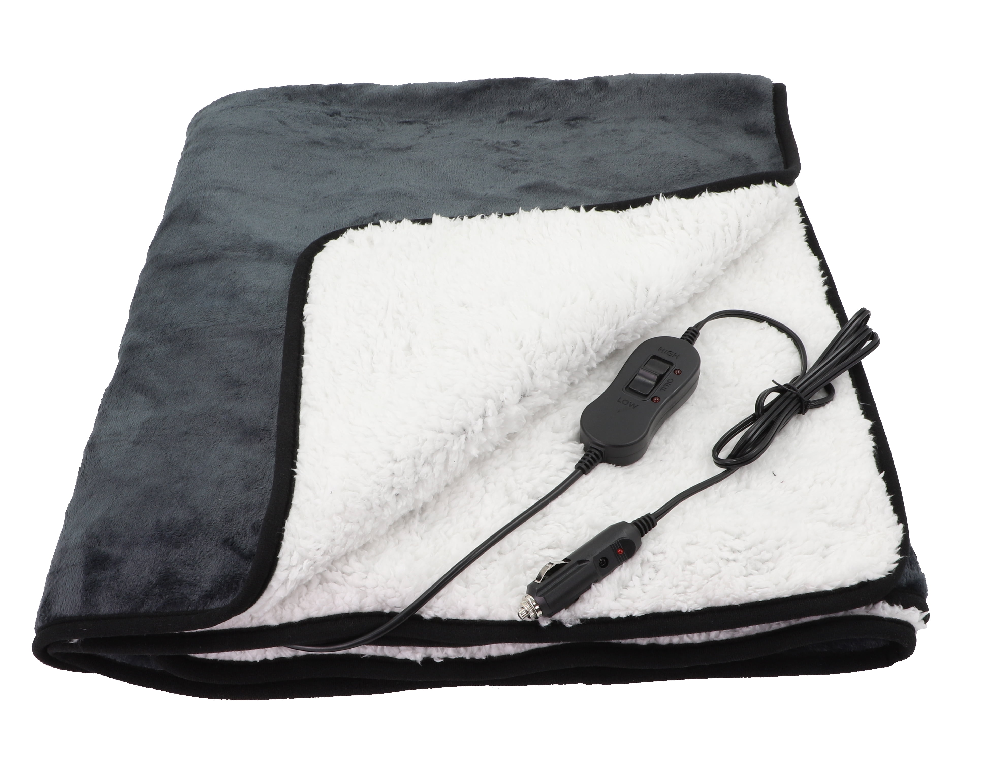 Goodyear Automotive, 12 Volt Heated Car Blanket, Reversible Plush/Sherpa, 55” x 40”
