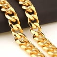 thumbnail image 3 of QQTDFG 18K Gold Plated Stainless Steel Cuban Curb Chain Necklace Men 8/10/12/15/17/19mm-Gold-12mm-7inch Bracelet, 3 of 5