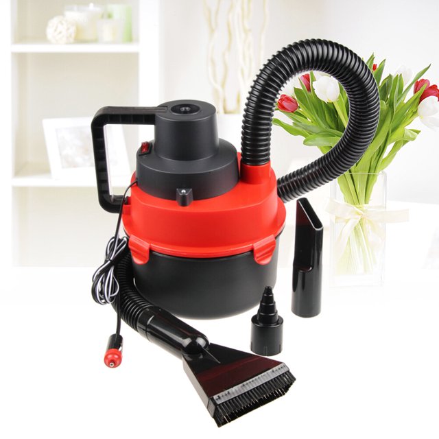 RUNROTOO Car Wet Vacuum 1Pack Red Color Cylindrical Bucket Style with Wet and Dry Function