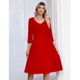 thumbnail image 5 of Zeagoo 3/4 Sleeve Women's Dress Pleated Midi Dresses Floral T Shirt Dress with Pockets Casual Flowy A-Line Dresses, 5 of 6