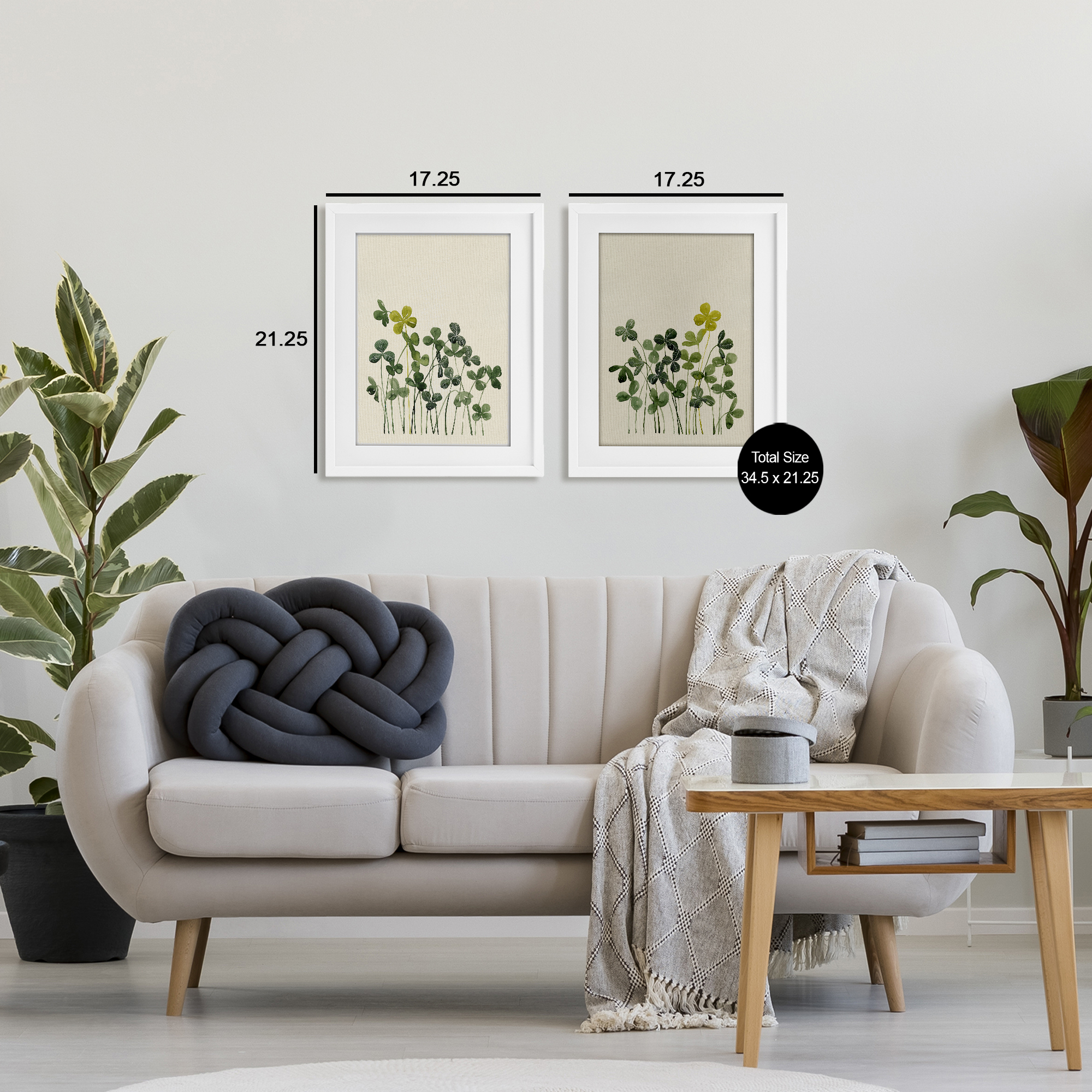 Minimal Hidden Gems 2 Piece White Framed Print Under Glass Set, design by Grace Popp