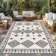 thumbnail image 2 of Boho Geometric Outdoor Rug for Patio/Deck/Porch, Non-Slip Large Area Rug 3 x 5 Ft, Simple Farmhouse Nation Abstract Motifs Indoor Outdoor Rugs Washable Area Rugs, Reversible Camping Rug Carpet Runner, 2 of 8
