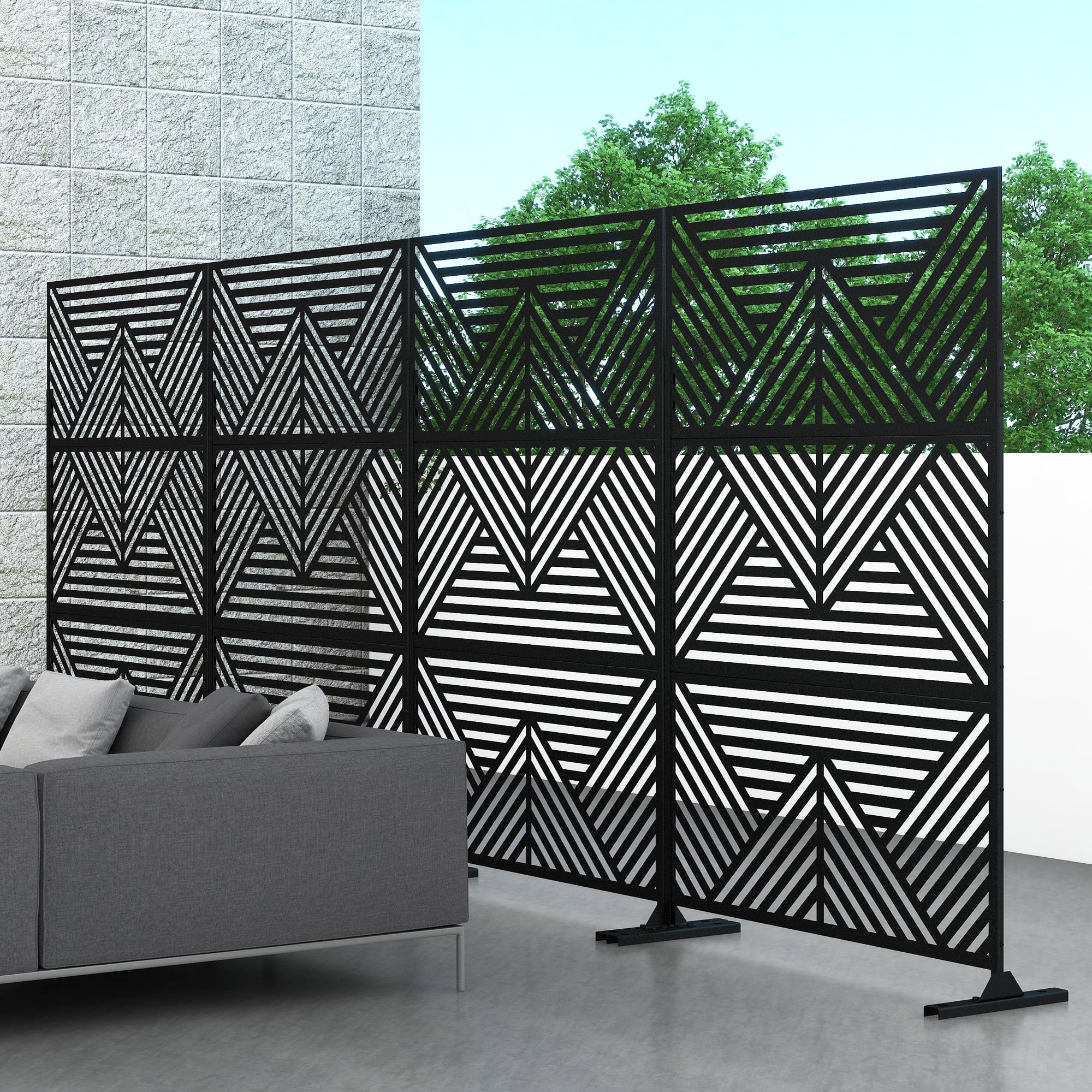 MAYEERTY 72" x 47" Outdoor Privacy Screen, Metal Decorative Screen