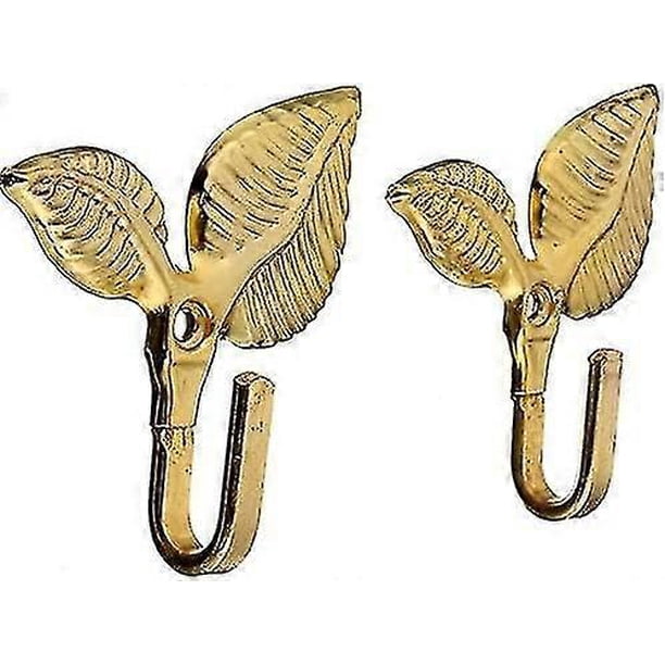 2 Pcs Retro Leaf Shaped Zinc Alloy Wall Mounted Towel Hook Bath Towel Holder Towel Bars Durable Bathroom Accessories Bathroom Accessories Kitc(golden)