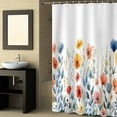 thumbnail image 2 of Fabric Shower Curtain, Blue Red and Yellow Poppy Watercolor Floral Shower Curtains with 12 Hooks Waterproof Machine Washable Bath Curtains for Bathroom,72 x 96in, 2 of 6