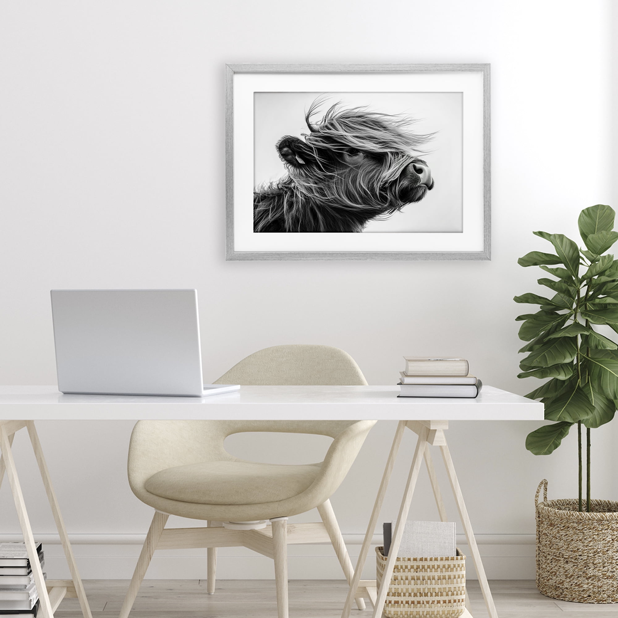 Stupell Industries Handsome Highland Portrait Gray Framed Print Under Glass, design by Tina LeCour