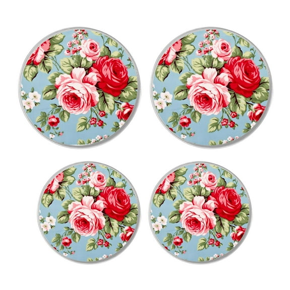Metal Stove Burner Covers 4 Pcs Metal Round Stove Burner Covers 8Inch And 10Inch ,Bunch Of Spring Flowers Vintage Rose image, for Home Decor Cooktop Decorative