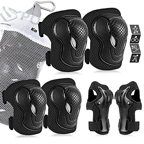 Kids Protective Gear 6-in-1 Set Knee Pads Elbow Wrist Guard for Skating Scooter 