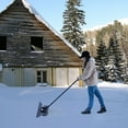 thumbnail image 3 of Black Heavy Duty Snow Shovel Rolling Pusher Remover with Wheels and Wide Blades, 3 of 8