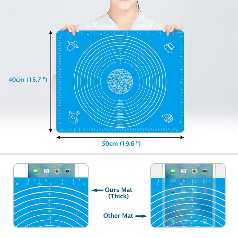 Silicone Pastry Mat for Baking, Baking Mat for Rolling Dough Non Slip Extra  Large, Fondant Mat with Measurement, Kitchen Counter Mat for Pie Crust,  Pizza and Cookies, Oven Liner Mat, 618x412mm, thickness