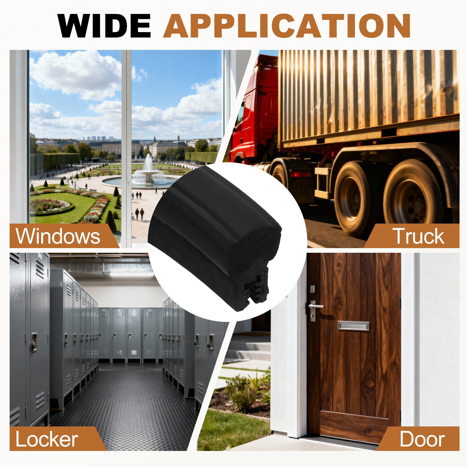 Door Weather Stripping 3.2FT, 17mm W x 29mm H EPDM Car Door Rubber Edge Trim Seal Strip Gasket with Top Bulb Fit 3mm to 5mm Edge for Electrical Cabinet Cars Boat RVs Truck, Black