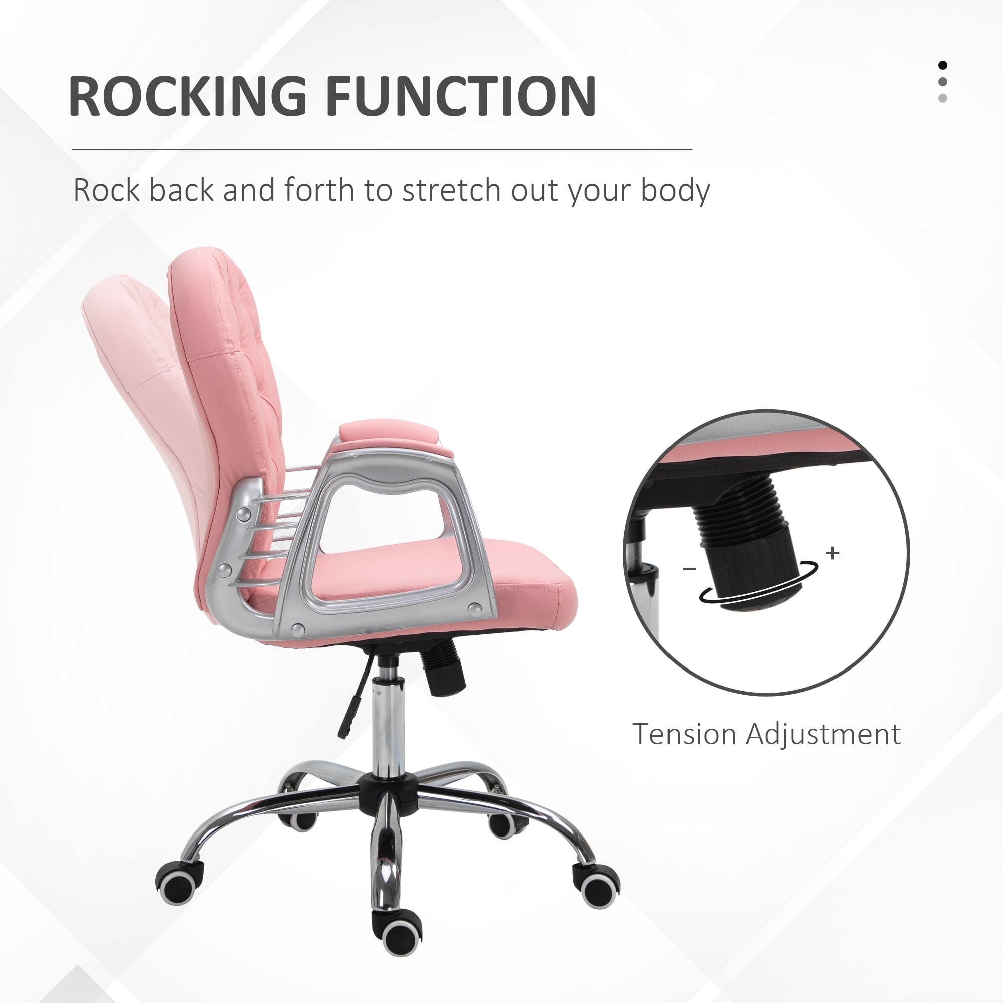 Vinsetto Indoor Height Adjustment and Armrest Office Desk Chair, Pink