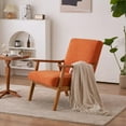 thumbnail image 6 of Ktaxon Mid-century Modern Arm Chair with Solid Wood Frame,Teddy Velvet Fabric Club Chair,Orange, 6 of 7
