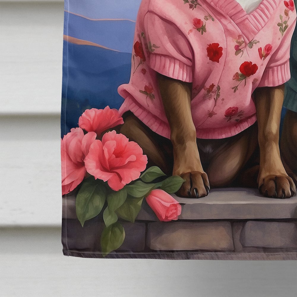 Staffordshire Bull Terrier Two Hearts House Flag 28 in x 40 in