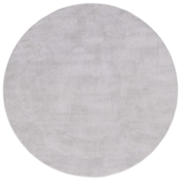 SAFAVIEH Pattern And Solid Carleen Solid Area Rug, Light Grey, 6'7" x 6'7" Round
