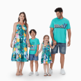 thumbnail image 4 of Disney Stitch Robe Dos Nu Sans Manches Style Hawaïen Assortie pour la Famille à Fleurs et Plantes Tropicales/t-Shirt en Coton, 4 of 8