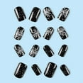 thumbnail image 4 of FSTDelivery 24 Pcs Christmas Press on Nails Short Square Fake Nails Matte Glue on Nails Black Snowflake Acrylic Nails Squoval Winter Artificial Nails Bling Glitter False Nails Design, Gift for Women, 4 of 6