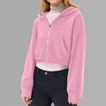 thumbnail image 6 of Mercatoo Girls Zip up Cropped Hoodi𝐞s Plain Soft Short Hoodi𝐞 Sweatshirts with Pockets Kids Fall Casual Jackets Outwear, 6 of 9