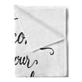 thumbnail image 2 of Saying Soft Flannel Fleece Throw Blanket, Vintage Fountain Pen Lettering Wedding Welcome to Our Happily Ever After, Cozy Plush for Indoor and Outdoor Use, 70" x 90", Charcoal Grey White, by Ambesonne, 2 of 5