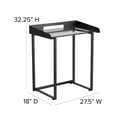 thumbnail image 2 of Contemporary Clear Tempered Glass Desk with Raised Cable Management Border and Black Metal Frame, 2 of 7