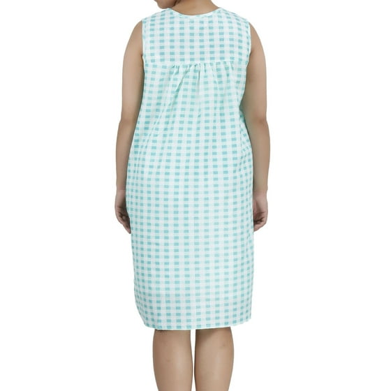 EZI Women's Sleeveless SnapFront Cotton House Dress by EZI