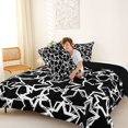 thumbnail image 4 of Manfei Black White Stars King Size Comforter Sets,Cartoon Themed Comforters King Size,Black Reversible,3pcs,1 Comforter and 2 Pillowcases, 4 of 7