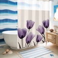 thumbnail image 5 of No Hook Shower Curtain, Purple Tulip Flower Shower Curtains for Bathroom with See Through Top Window, Aesthetics Farmhouse Floral Plant Waterproof & Washable Bath Curtain Stall 48"x72", 5 of 9