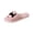 Pink, variant on Womens Cozy Plush Open Toe Slippers Embroidered Cat Design Non Skid Flat Sole Winter House Slippers
