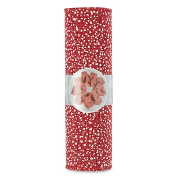 Holiday Time Red Snow Mesh Ribbon Roll, 12'