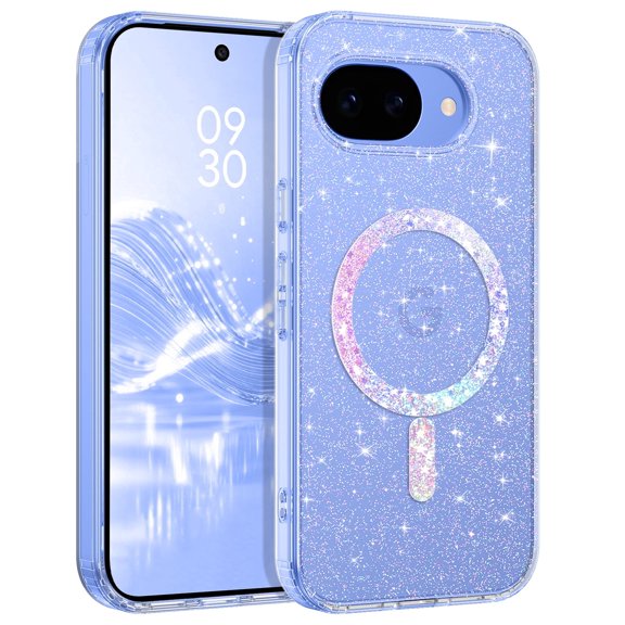 YINLAI Google Pixel 10a Case Compatible with Magsafe 6.3",Glitter Sparkle Slim Tpu Transparent Shockproof Protective Case for Google Pixel 10a,Clear