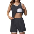 thumbnail image 3 of Tanghaowl Summer Pajamas for Women, Women Summer Ribbed Knit Pajama Sets V Neck Sleeveless Tank Top with Shorts Sleepwear Loungewear Nightwear Black M, 3 of 9