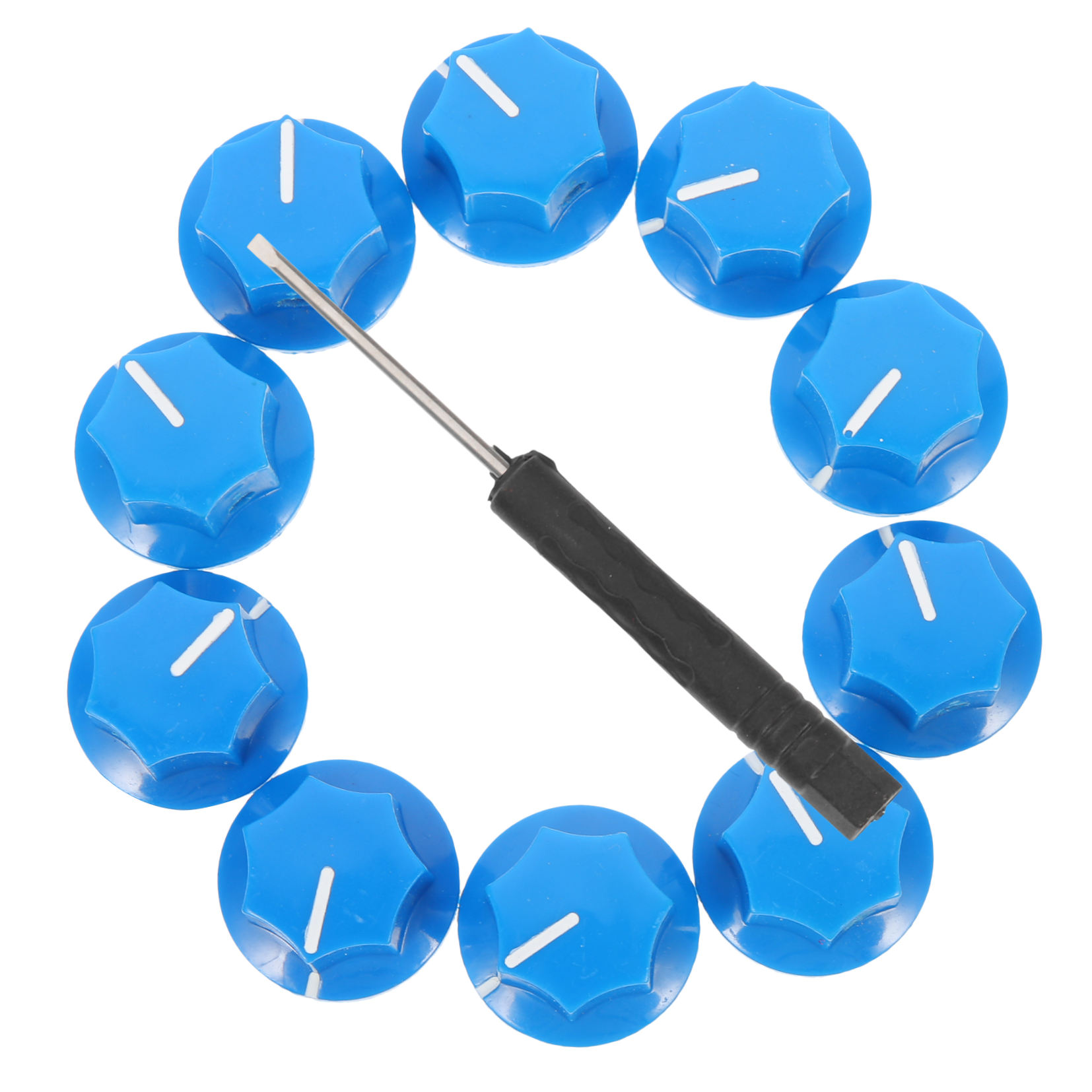 UPOUART Rotary Knob Decorative Knobs Plastic Blue for DIY Projects 1 Set 10 Knobs with Screwdriver