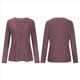 thumbnail image 3 of Camiseta de Mujer con Encaje de Piña y Costuras, Color Liso, Larga, Cuello Redondo, Informal. -Rojo L, 3 of 7