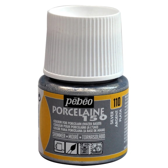 Pebeo Porcelaine 150 Paint, 45ml, Shimmer Silver
