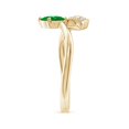 thumbnail image 3 of ANGARA Natural Nature Inspired Emerald Bypass Ring with Diamond Leaf in 14K Yellow Gold for Women (Size-7x5mm) | May Birthstone, Birthday, Anniversary, Jewelry Gift for Women | Natural Emerald Ring, 3 of 9