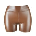 thumbnail image 3 of Hienoo Women's Plus Size Sexy Leather Shorts High Waist Tight Shorts, Sizes S-3XL, 3 of 4