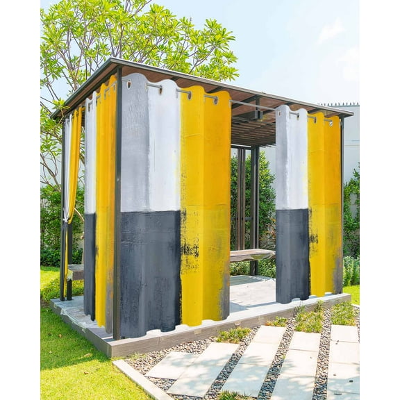 nqOlkjepod Outdoor Curtains for Patio Waterproof, Yellow Grey Outdoor Privacy Panels Grommet, Oil Painting Abstract Artwork Blackout Outside Curtains for Porch/Cabana/Pergola/Gazebo 54"x95", 1 Panel
