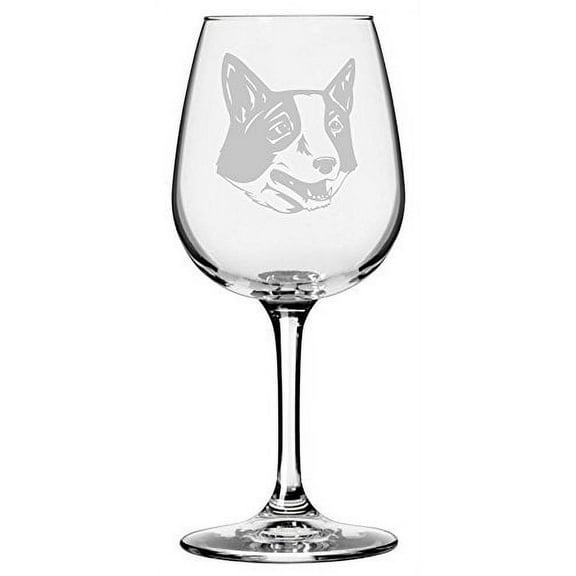 Russo European Laika Dog Themed Etched 12.75oz Libbey Wine Glass
