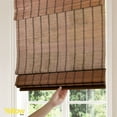 thumbnail image 2 of Yellow Blinds 36"W x 64"H Natural Woven Cordless Light Filtering Bamboo Roman Shades for Window, Deep Bronze, 2 of 6