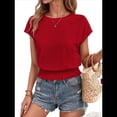 thumbnail image 1 of Blusa Informal Elegante con Mangas y Dobladillo Fruncido para Mujer, Color Rojo, Talla XXL, 1 of 8