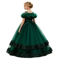 thumbnail image 6 of ZHOGXU Kids Elegant Girls Sparkly Lace Layered Off Layer Princess Dress Glitter Formal Gown Birthday Party Outfit, 6 of 9