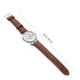 thumbnail image 3 of Reloj de pulsera mecánico automático para hombre con banda de PU (blanco + marrón), 3 of 5