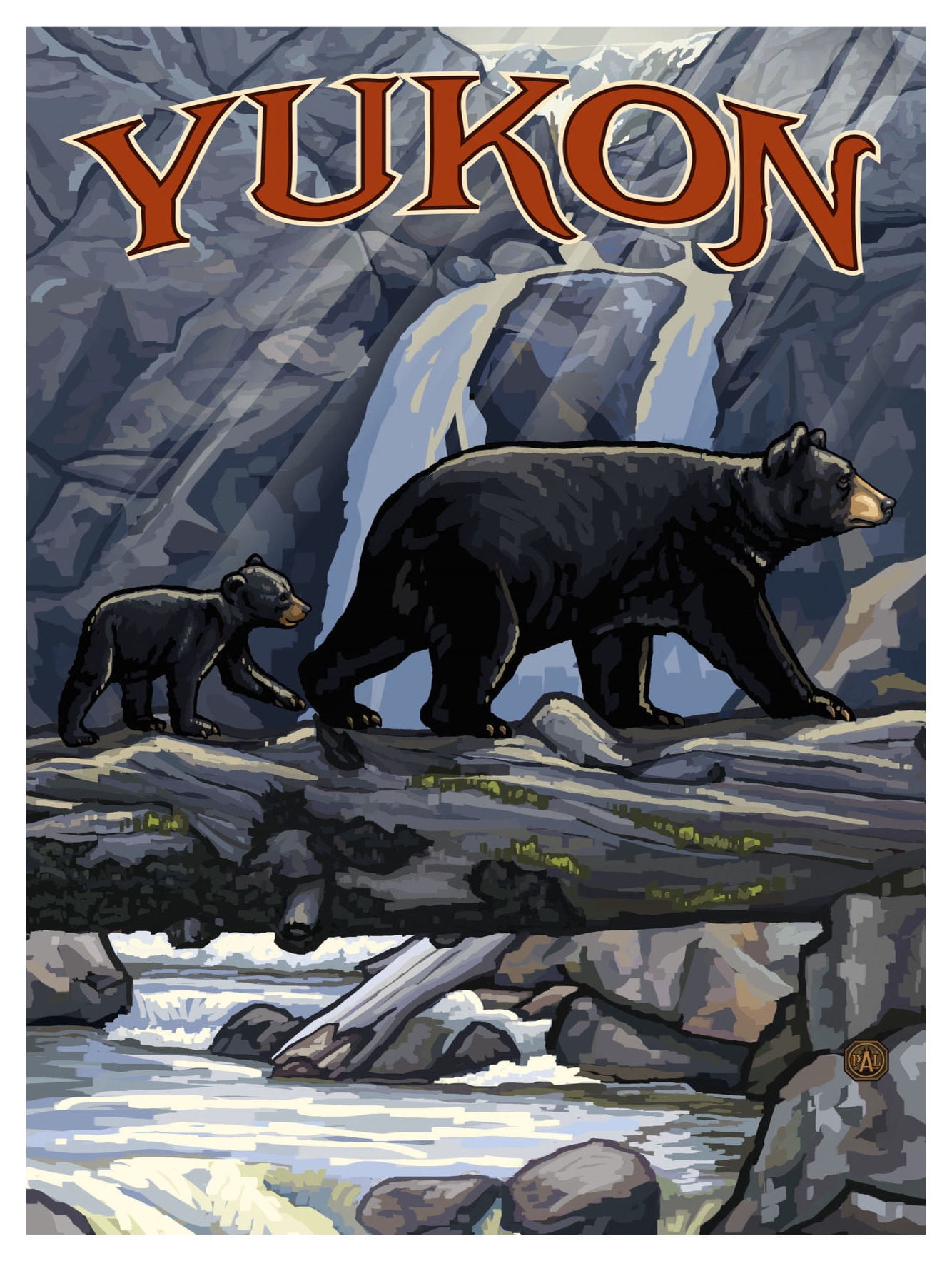 Yukon Bears On Log Giclee Art Print Poster by Paul A. Lanquist (9" x 12