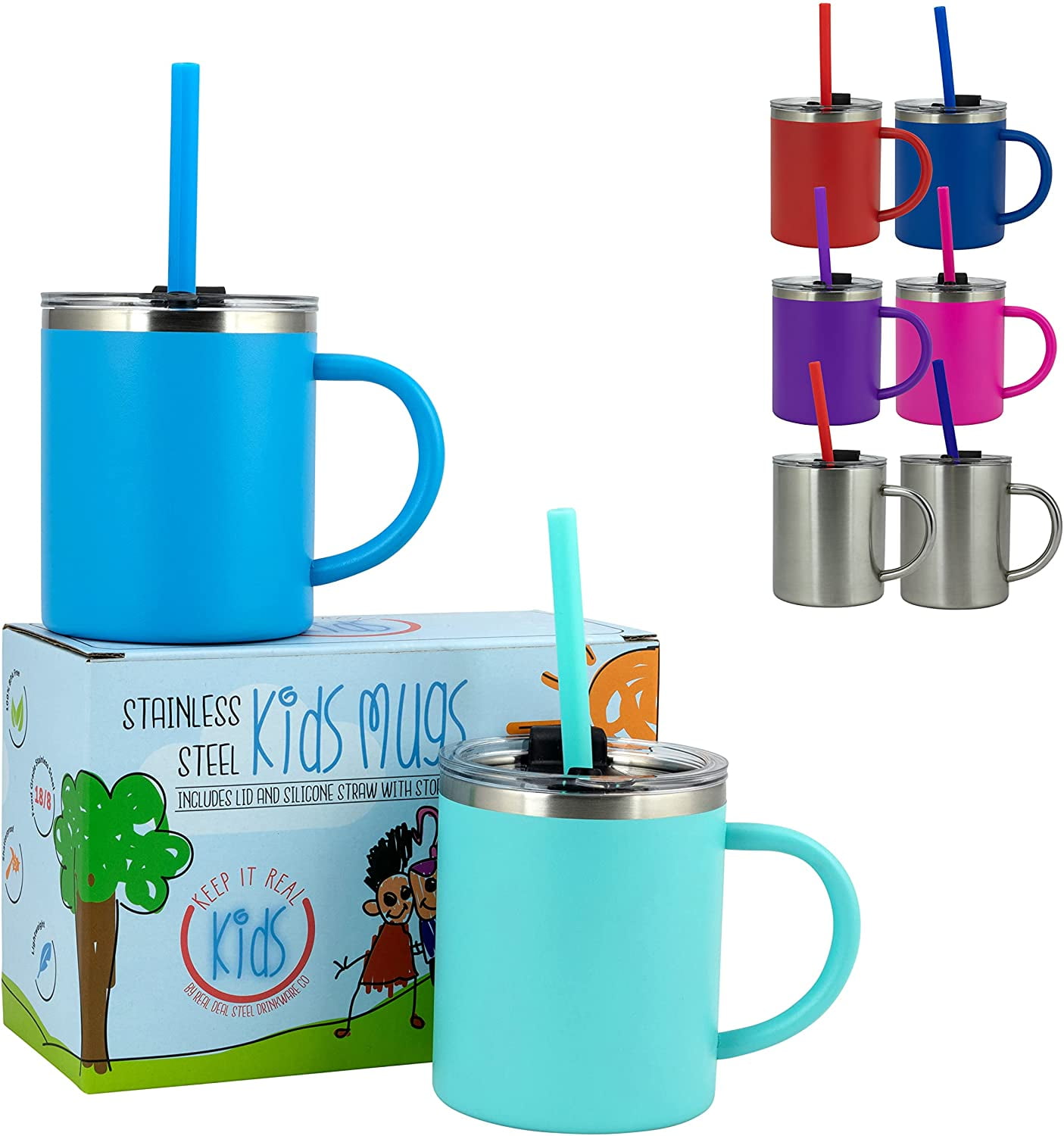 Stainless Steel Kids Mugs - BPA Free 10 oz Childrens Cup, Coffee